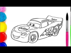 How to Draw Lightning MacQueen||Easy Drawing and Coloring for kids and toddlers.
