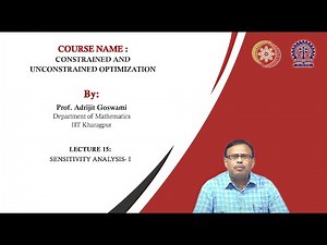 Lecture 15: Sensitivity Analysis- I