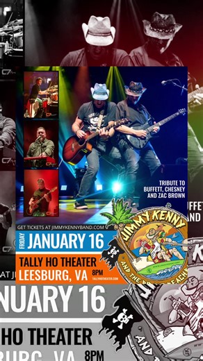 🌴 JKB kicks off its 16th year in 2026 with 2 great shows at 2 amazing venues in #Virginia and #Pennsylvania! 🏴‍☠️ Fri. Jan. 16 at @Tally Ho Theater 🏴‍☠️ Sat. Jan. 17 at Penn’s Peak 🎟️ Get remaining tickets at www.jimmykennyband.com and venue websites. LINK IN BIO! 🍻 Raise ‘Em Up! #jimmybuffett #kennychesney #zacbrownband