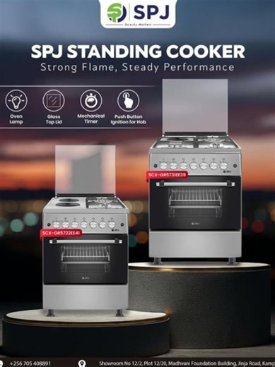 The SPJ Standing Cooker delivers strong, steady heat for perfectly cooked meals every time. With push-button ignition, a mechanical timer, oven lamp, and glass top lid — it’s built for convenience and consistent performance. Cook with confidence. Serve with pride. . Contact no. - 256 705 408891 Address - Showroom No. 12/20, Madhvani Foundation Building, Jinja Road, Opposite Nema House, Kampala . For Corporate/Business Enquiries – Email us at - condorgeneraltrading@gmail.com . #SPJ #standingcooke