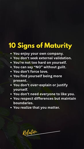 10 Signs of Maturity 🌱 | Relation & Love Fact