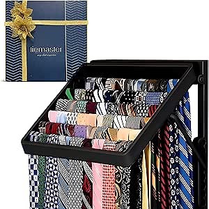 Amazon.com: TieMaster Tie Rack and Scarf Organizer, Battery-Free Design, Holds 60 Ties and Scarves with 5 Belt Hooks, Easy Installation, Wall Mounted Tie Organizer, Luxury Gift for Men & Women : Home & Kitchen