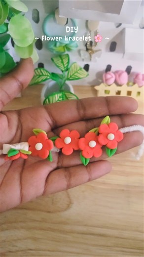 DIY flower bracelet with clay 🌸 | no baking #diy #claycrafts