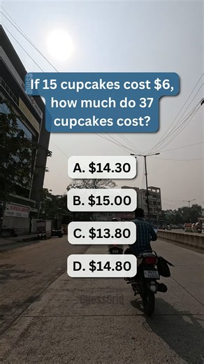 What is the cost of 37 cupcakes if 15 cost $6? 🧁 #BrainTeaser #Search #PuzzleGame | Guess Grid
