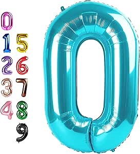 Balloon Numbers 40 Inch Big 0 Light Blue Balloon Numbers for Birthday Decoration, Baloon for 10 20 30 40 100 2025 Graduation Decor Wedding Anniversaries Party