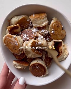 4.3K views · 91 reactions | Found the best way to eat a banana! Here’s how  1. Mix up some Krusteaz Buttermilk Pancake Mix. 2. Slice 1-2 bananas into “coins” and use a fork to dip into the pancake mix. 3. Add to a greased pan, cook on medium for 2 minutes (or until golden), and flip to cook briefly on the other side. 4. Drizzle with maple syrup and some powdered sugar if you’re feeling fancy, and enjoy! : Sari Diskin | Krusteaz | Facebook