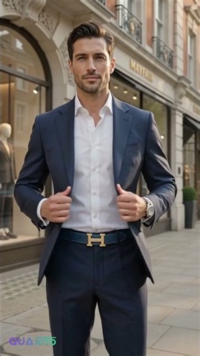 Luxury Blue HRMS Leather Belt for Men | Premium Gold Buckle | Quakito