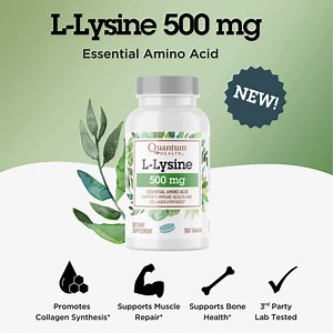 Not getting enough L-Lysine from your diet? Quantum Health’s L-Lysine 500 mg tablets make supporting your wellness simple with science-backed support. Available on Amazon & QuantumHealth.com | Quantum Health Products