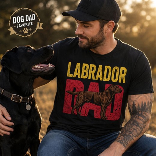 Labrador Dad Chocolate Lab Father Gift Funny Dog Parent Vintage Retro Tee - Etsy