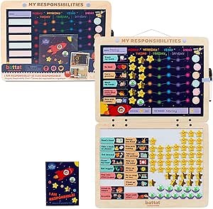 Battat Education – Responsibility Chart for Kids – Magnetic Chore Chart with 92 Pieces – Reward System for Encouraging Good Habits – Fun and Colorful Design for Bedrooms – 3+ Years