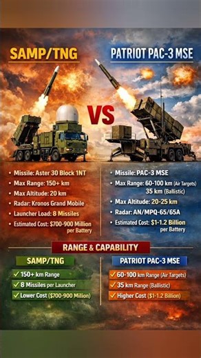 SAMP/T NG vs Patriot - The Best Air Defense System Comparison#shorts