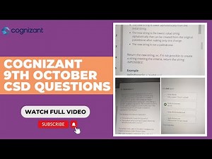Cognizant CSD 9th October Exam Questions | Foundational Skill Readiness Assessment