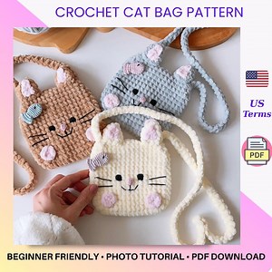 Crochet Cat Bag Pattern, DIY Amigurumi Plush Cat for Kids (PDF Tutorial) - Etsy