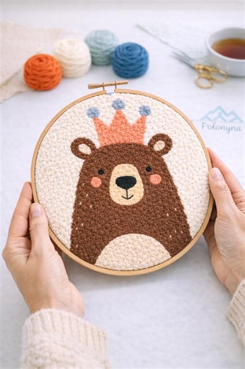 Bear Punch Needle Printable Pattern for Beginners / Instant Download / Embroidery PDF Design / Template for Handmade Art / How to File - Etsy