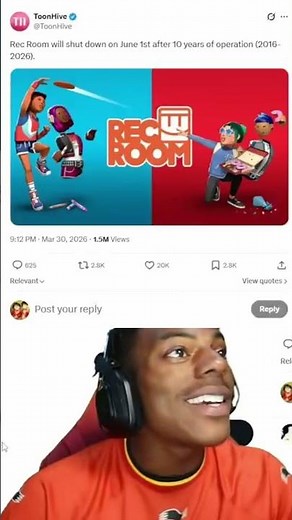 IShowSpeed Reacts To Rec Room Shutting Down?!