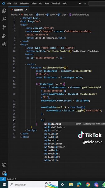 Criando uma Lista de Compras com JavaScript