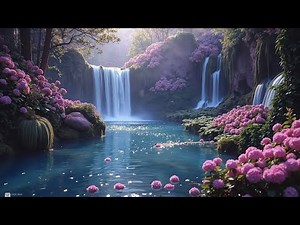 🌸 Enchanted Waterfall Garden | Relaxing Fantasy Nature Scenery in 4K