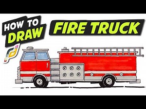 How to Draw FIRE TRUCK - Fun Simple Easy - step by step