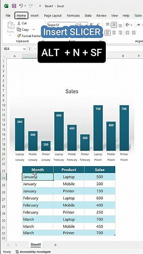 Make dynamic chart using slicer #excel #exceltips #exceltutorial