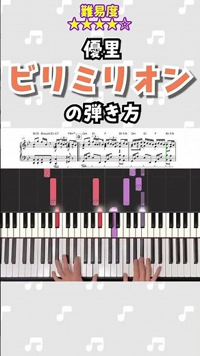 👆フルはこちら！『ビリミリオン／優里』ピアノ楽譜公開中！#shorts #ビリミリオン #優理 #ピアノ #弾いてみた #楽譜 #耳コピ