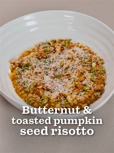 Butternut Pumpkin Seed Risotto Recipe with Walnut Crunch