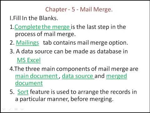 #Computer Worksheet Answers |CH – 5 - MAIL MERGE| #Class-6