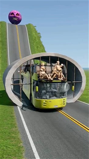 Colorfull Capsule Buses vs Drain pipe Crash #beamngdrive #shorts #shortvideo