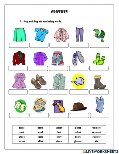 Clothes online exercise for 5° grade