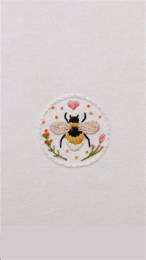 Cute Bee Embroidery Pattern 🐝 #embroidery #diy #viral #shorts