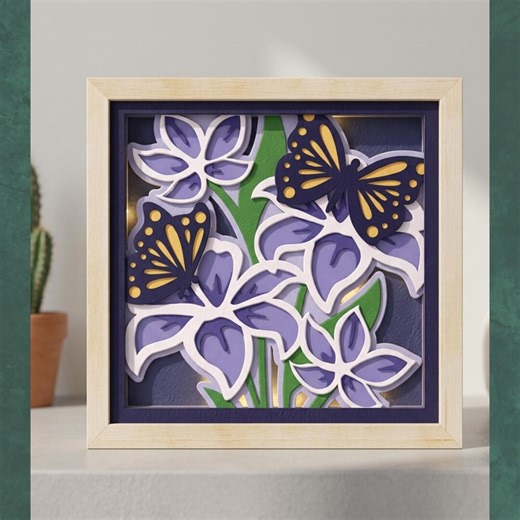 8 Layer Butterfly Flower Shadow Box SVG | Spring Paper Cut (Digital Download)