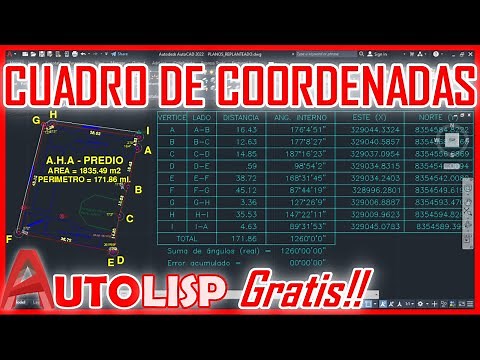 CUADRO DE COORDENADAS FÁCIL en AutoCAD 2022 | ÁNGULOS | DISTANCIAS | ÁREA y PERÍMETRO | LISP GRATIS