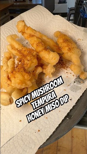 Spicy Mushroom Tempura with Honey Miso Dip
