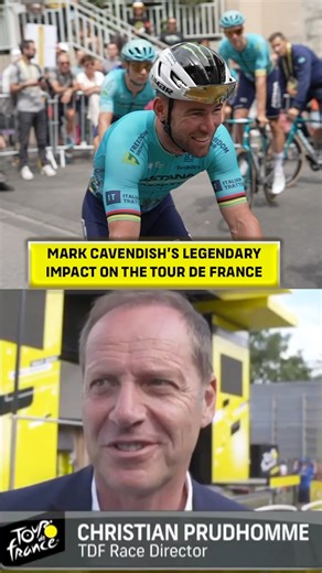 17K views · 497 reactions | "That's the first time ever, I saw the 2nd and the 3rd guy of a sprint smiling...It never happens, but it happened today thanks to Mark Cavendish" Tour de France race director Christian Prudhomme discusses Mark Cavendish's impact on the Tour de France. #TDF2024 | NBC Sports Cycling | Facebook