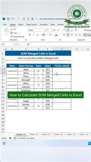 Learn How To Calculate The SUM Of Merged Cells Easily Using The SUM Formula! #ExcelTips #SumFormula