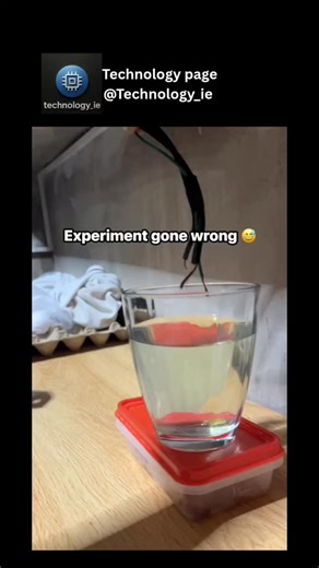 Technology page on Instagram: "Experiment gone terribly wrong! 😅 We tried to conduct a simple science demo with a zip tie and some colored water, but it turned into a hilarious mess. The zip tie is being dragged through a glass of layered red and clear liquid, and the whole setup looks like a chaotic lab accident. Even though the experiment didn’t go as planned, the unexpected result is pretty entertaining and shows that not every test ends up in a perfect outcome. Sometimes the best lessons co