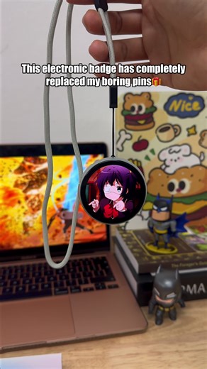 I see digital badges all the time at cons nearby I’m so glad I got my hands on one 😭😭 #fyp #bagaccessories #techfinds #ebadge #aesthetic