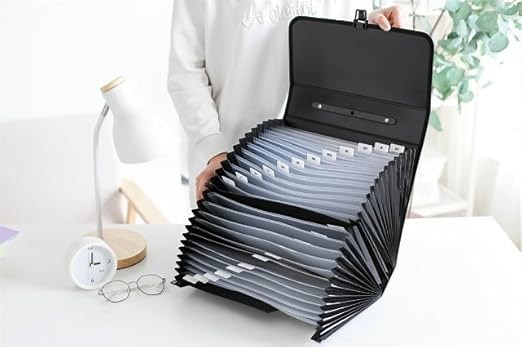 26-Pocket Expanding File Folder with Handle, Portable Expanding File Organizer