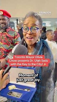Toronto Mayor Olivia Chow presents Dr. Utah Sadu with the Key to the City! 🎉