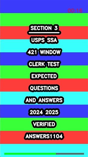 USPS SSA 421 Window Clerk Test Expected Questions and Answers 2024 2025 Verified Answers1104 Latest