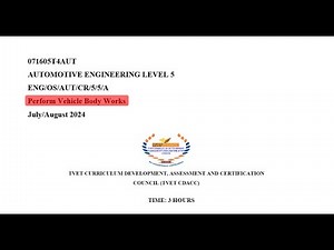 Level 5 Automotive Engineering Perform Vehicle Body Works Cdacc Past Paper July 2024