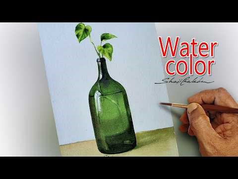 How to Paint a Green Glass Bottle in Watercolor