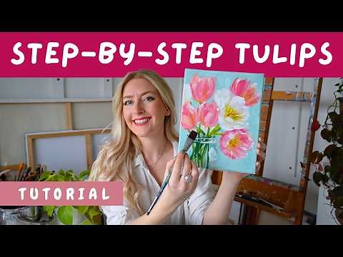 Acrylic Tulip Painting Tutorial 🌷[step by step]
