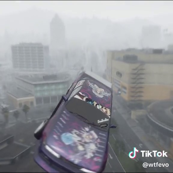 Purple Sports Car in Animated City Stunts