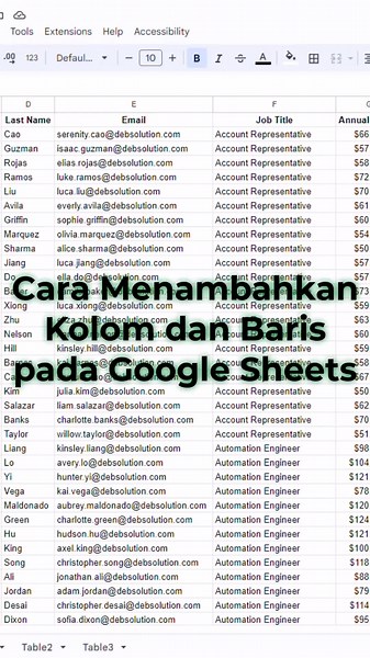 Menambahkan Kolom dan Baris - Google Sheets Tips & Tricks #belajaronline #serunyabelajar #googlesheets