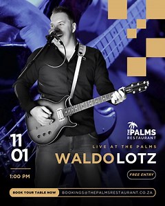 Sunday plans sorted. 🍹 Waldo Lotz is LIVE at The Palms 🎶🎤 🕐 From 1pm | Sunday, 11 Jan Good music, good food, and the perfect Sunday atmosphere. 🍔🍻 | The Palms Pub & Grill