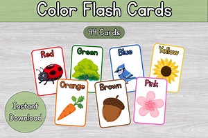 Printable Preschool Colors Flashcards: 44 Cards PDF - Etsy