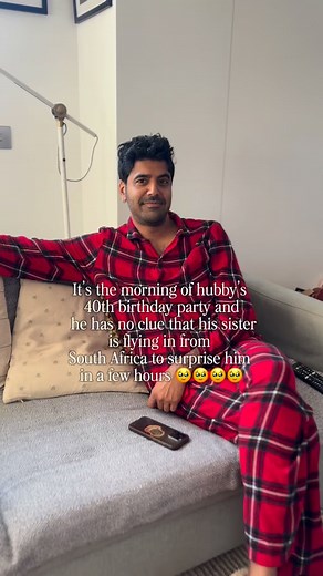 The man was too stunned to speak 😭😆 legend has it he is still in shock 🥹 Honestly not sure how we pulled this off 🥹 just over a month ago my sister in law and I started hatching this plan and I cannot believe how it all fell into place. Hubby was honestly in such shock , he froze for a few minutes in utter disbelief.. he kept looking at her in absolute awe .. he said he secretly wished his fam would surprise him but didn’t want to say it out loud and make anyone feel bad about it 😭 and when