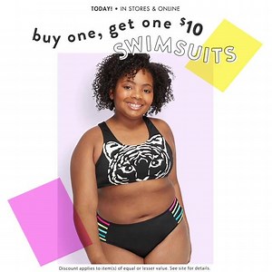 Swimsuits are BOGO $10 for a limited time (in stores & online)! http://bit.ly/3ceufgS | Justice