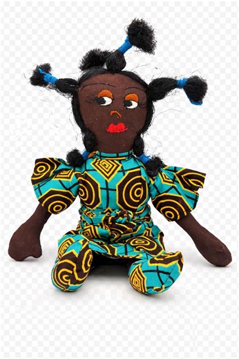 Vintage Handmade Cloth Doll African Fabric Dress Folk Art Rag Doll Blue Yellow Pattern Textile Doll Collectible Decor - Etsy
