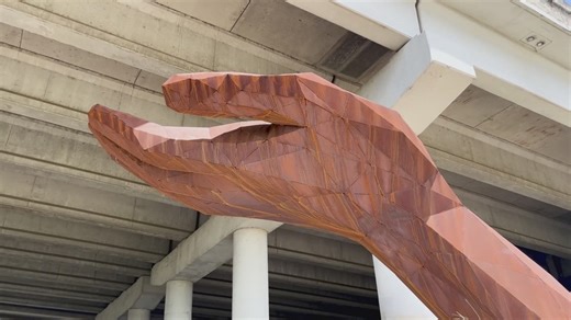 Giant hand sculpture at San Pedro Creek engineered to keep SA waterways clean